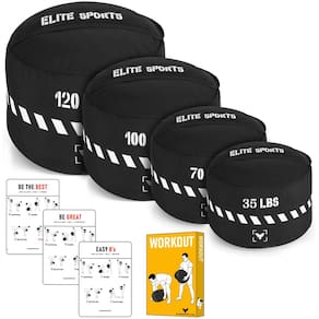 Bolsa de areia de treino Elite Sports Pro Heavy-Duty 54,4 kg preta