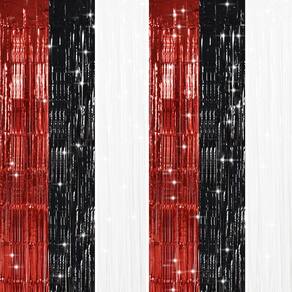 Party Streamers Decoration TONIFUL Door Backdrop Preto Vermelho