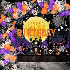 Banner de pôster pendurado em tecido Famoby Happy Birthday Hall