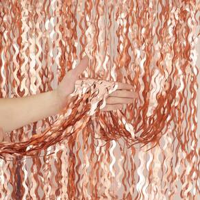 Foil Backdrop Party Streamer Rose Gold, pacote com 4, 1x2m KEEUH