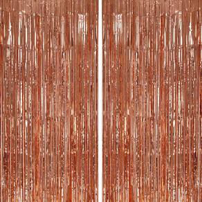 Pano de fundo com franjas metálicas DECOCKRAT Rosegold Shiny Tinsel, pacote com 2