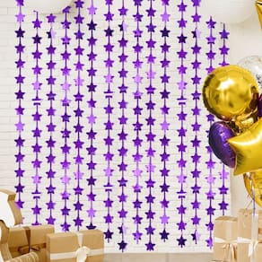 Decoração de festa LolStar Purple Glitter Stars Backdrop, pacote com 1 x 2 m