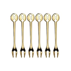 Jogo 6 Garfos Petisco Aperitivo Banhado Ouro 24kl Bugatti
