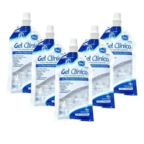 Kit 5- Gel Clínico Contato Condutor Ultrassom Incolor 100 Ml