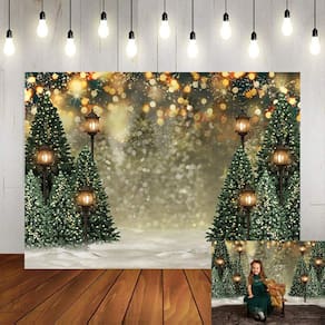 Pano de fundo fotográfico Mocsicka Winter Forest Christmas 240x18