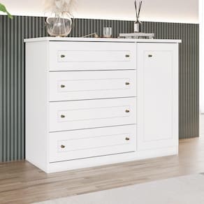 Cômoda Americana 4 Gavetas 1 Porta Henn Branco