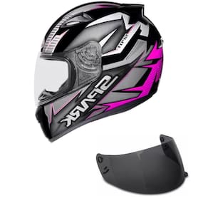 Capacete Ebf New Spark Spot Preto e Rosa Mais Viseira Fumê