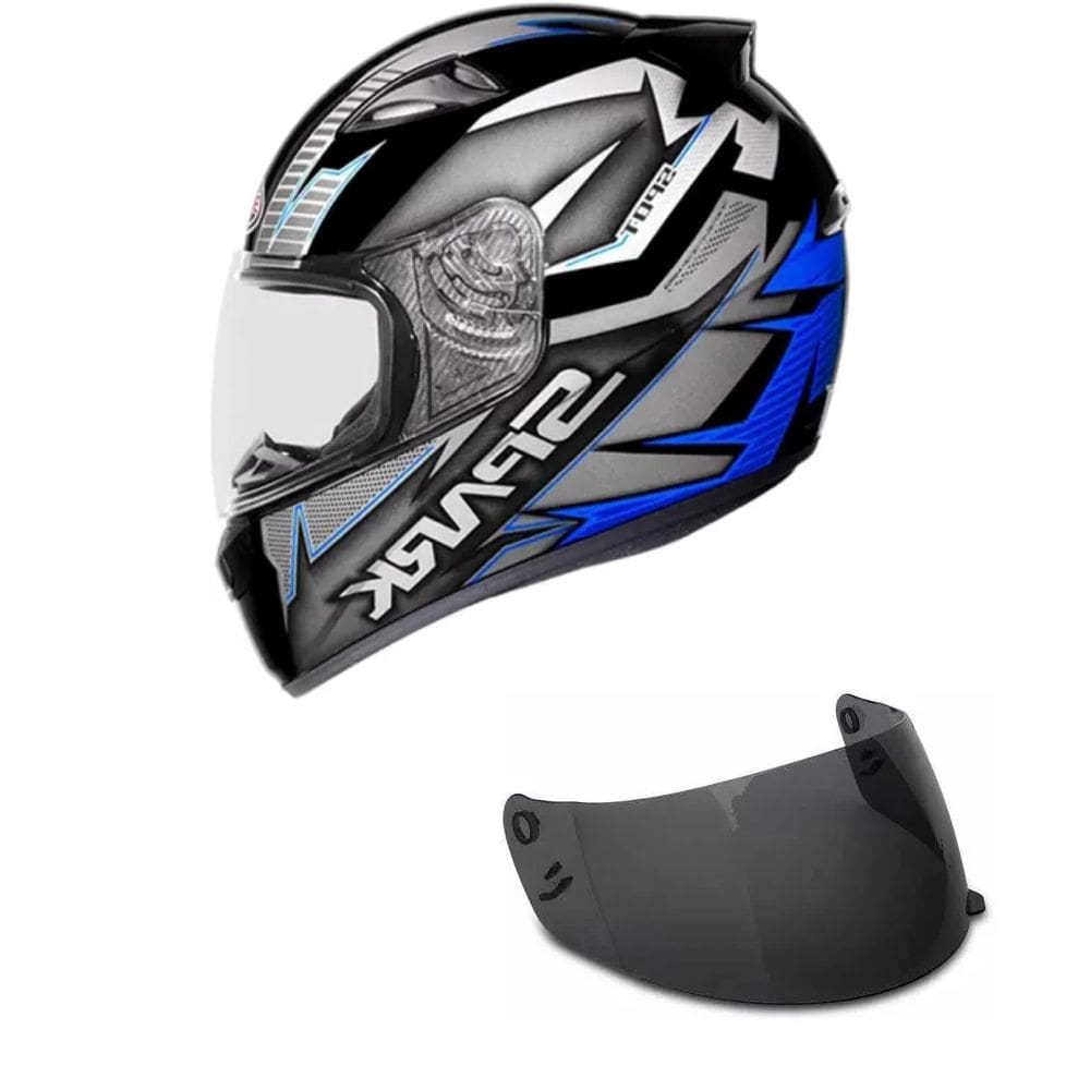 Capacete Ebf New Spark Spot Preto e Azul Mais Viseira Fumê