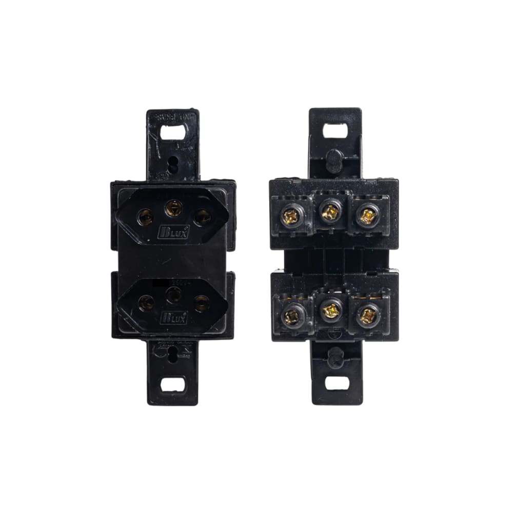 Tomada Dupla 10A 250V Preta - Blux