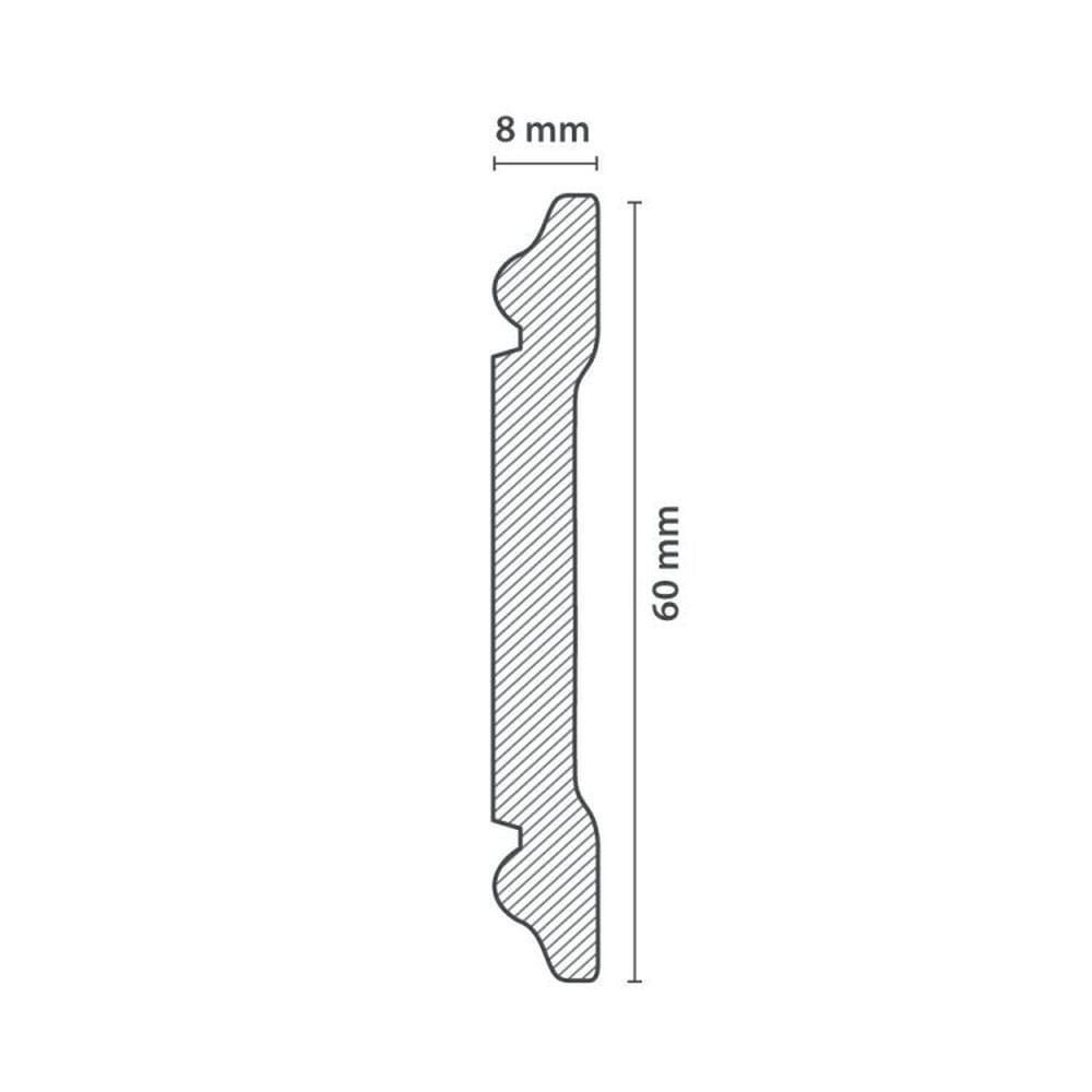 Kit com 5 Barras Roda Meio Cw12 Perfil de Poliestireno Linha HomEstar 10m Branco