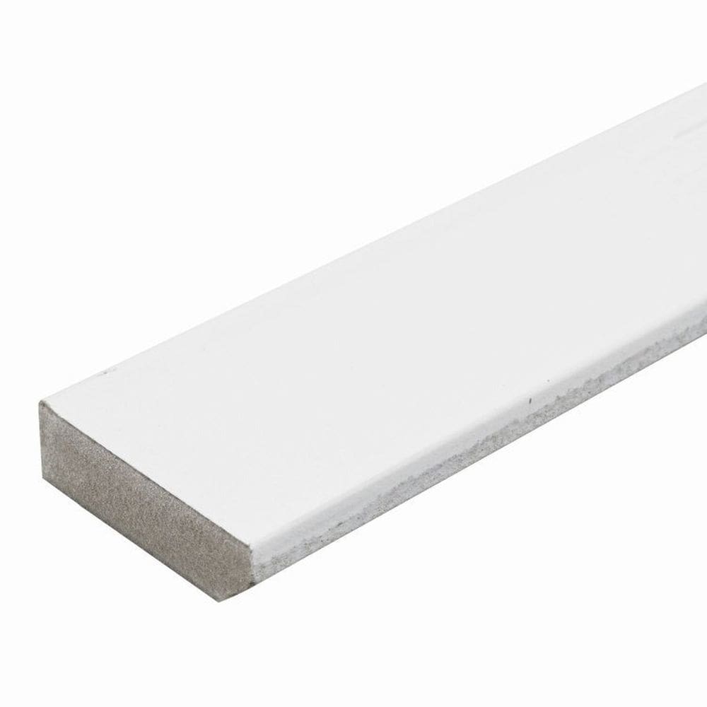 Kit com 5 Barras Rodapé de MDF 5cm x 15mm x 2.20m Revestido Liso Casablanca 11m Branco