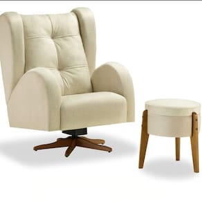 Poltrona para Quarto de Bebê Cecília com Puff Tec. 504/636 Bege