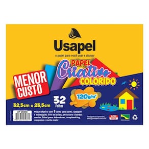 Bloco Papel Criativo Colorido 120g/m² 32 Folhas 32,5 x 23,5cm - Usapel