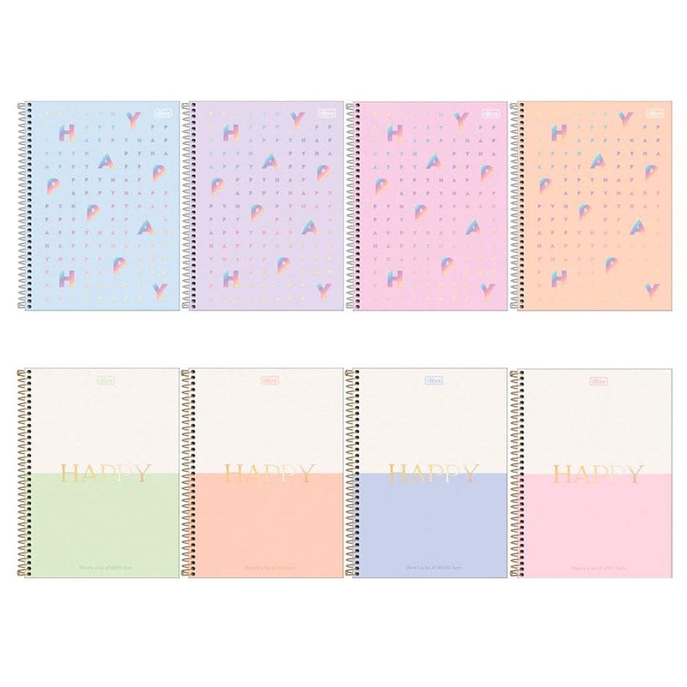 Caderno espiral Univ 10x1 160 fls Happy Tilibra