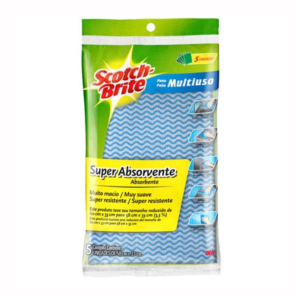 Pano multiuso Scotch Brite - pacote com 5 unidades - 3M