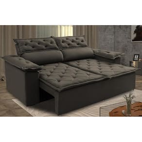 Sofá Retrátil E Reclinável Cama Inbox Compact 1,50m Tecido Suede Velusoft Café