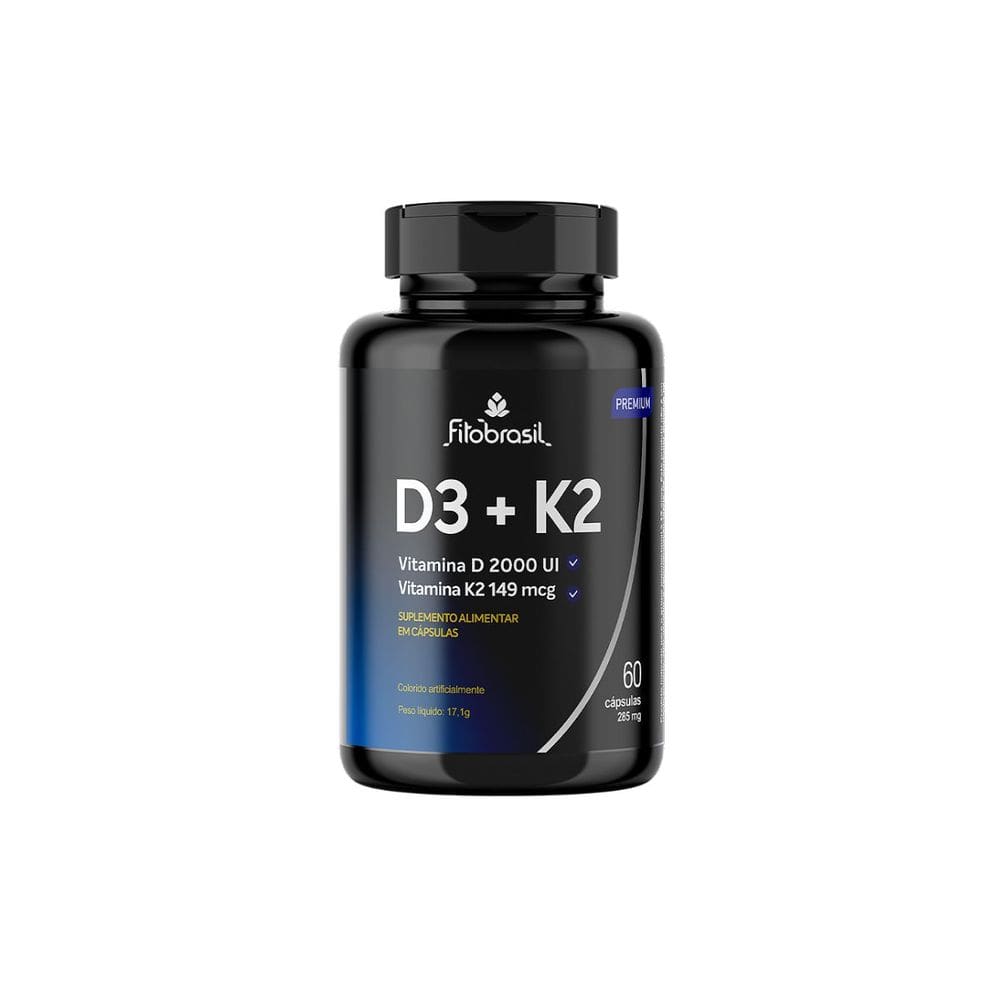Vitamina D3 2.000 UI + Vitamina k2 Mk-7 149 mcg - 60 cáps - 285mg