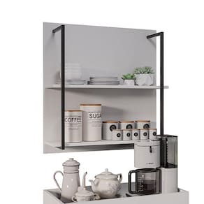 Prateleira Industrial Dupla Cozinha Suspenso Painel Parede Eri 70,5cm Branco M12 - D`rossi