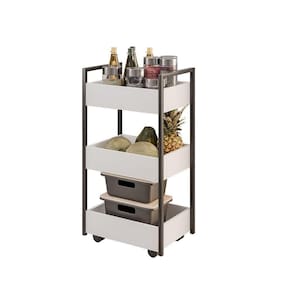 Carrinho Gourmet Auxiliar Para Cozinha 3 Prateleiras Zane Branco-preto M12 - D`rossi