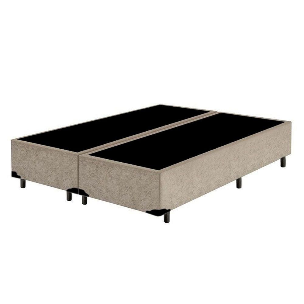Cama Box King Bipartido Principe das Camas Suede Bege 193x203x40