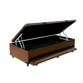 Cama Box Baú Auxiliar Solteiro Sintético Espuma 8cm 88x188x45 Marrom