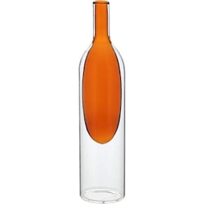 Vaso Decorativo Enfeite Casa Garrafa Vidro 29x7x7cm âmbar