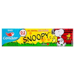 Gel Dental sem Flúor Morango Snoopy Condor Baby Caixa 50g