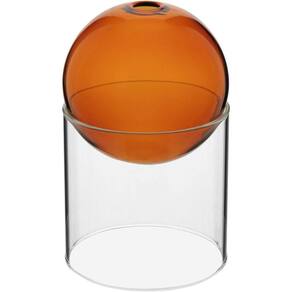 Vaso Decorativo Enfeite Casa Esfera Com Suporte Vidro 13x13x13cm âmbar