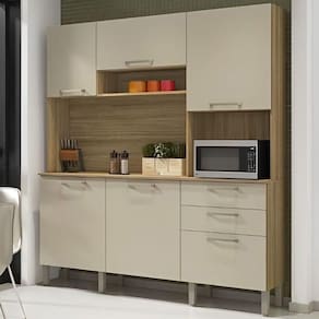 Cozinha Compacta Ferrara Em Mdp 6 Portas Paraná Freijó/vanilla