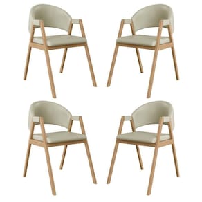 Kit 4 Cadeiras Mesa Jantar Suellen Versátil Reforçada Corino Bege