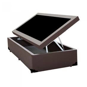 Cama Box Baú Solteiro Principe das Camas Sintético Marrom 88x188x41