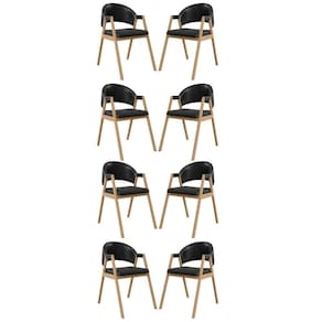 Kit 8 Cadeiras Mesa Jantar Suellen Versátil Reforçada Corino Preto