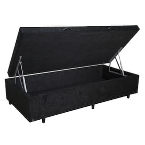 Cama Box Baú Solteiro Extremo Reforçado Principe das Camas Suede Preto 88x188x41
