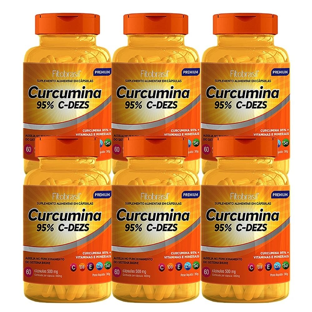 Curcumina C-DESZ kit com 6 unidades (Curcumina, vitamina C, D, E, selênio e zinco) - 60 cáps