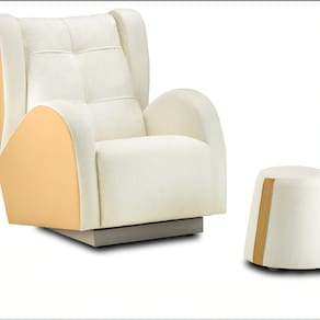 Poltrona para Quarto de Bebê Carolina com Puff Tec. 401/406 Bege