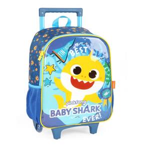 Mochila De Rodinhas Infantil Luxcel Baby Shark Azul Menino