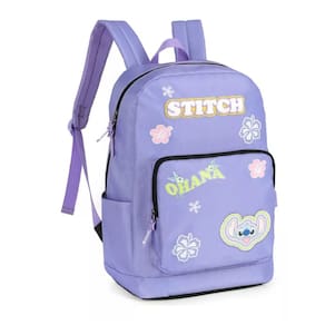 Mochila Costas Juvenil Stitch Disney Escolar Ajustável Lilas