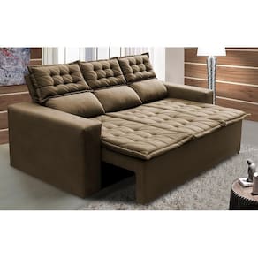 Sofá 3 Lugares Retrátil E Reclinável Cama Inbox Slim 2,00m Velusoft Castor
