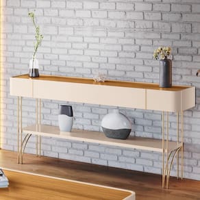 Aparador Buffet Vivant Com Pés Em Aço Off White/cinamomo