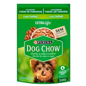 Ração Úmida para Cachorro Dog Chow Filhotes Extra Life Sabor Carne em Sachê 100g