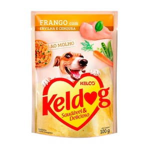Ração Úmida para Cachorro Keldog Sabor Frango com Ervilha e Cenoura em Sachê 100g