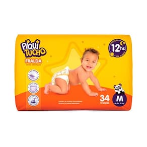 Fralda Infantil Descartável Piquitucho Dia e Noite Tamanho M com 34 Fraldas