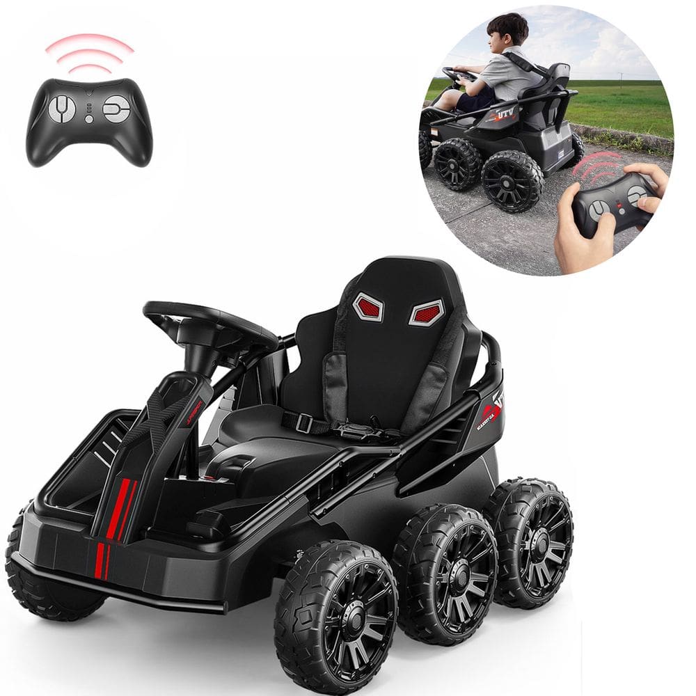 Mini Kart Elétrico Infantil com 4 Motores 24V Até 50Kg Bateria Recarregável Controle Remoto para Pais Luz e Som Suporte MP3 Estrutura Robusta