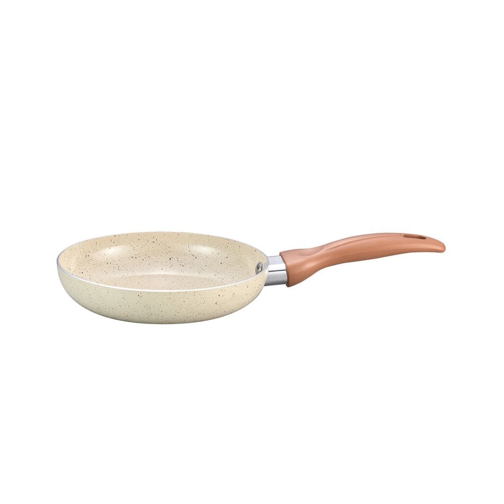 frigideira antiaderente 18cm de ceramica e aluminio bege - Oikos