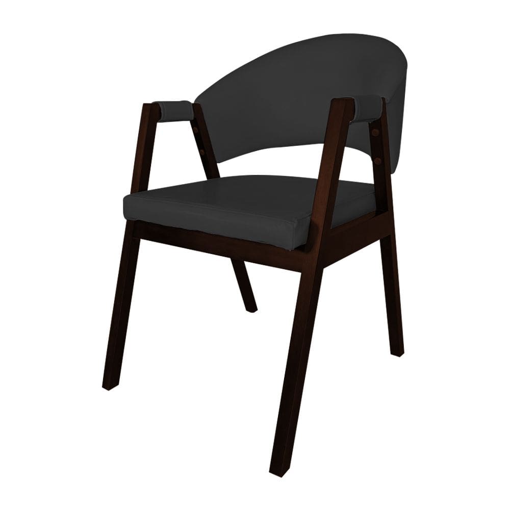 Cadeira de Jantar Madeira Maciça Castanho Premium Helen Facto Preto