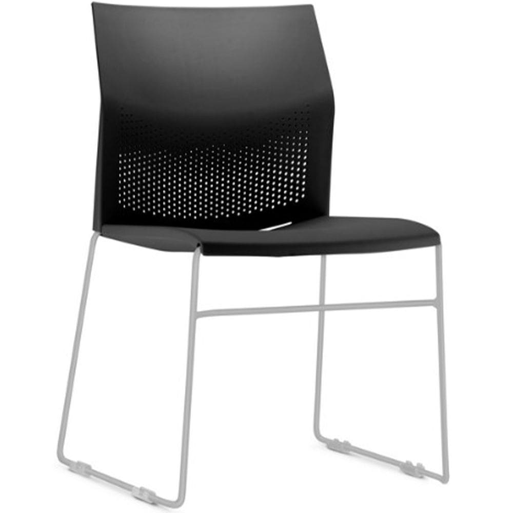 Cadeira Empilhável Fixa Link F02 Base Aço Cinza Preto - Lyam Decor