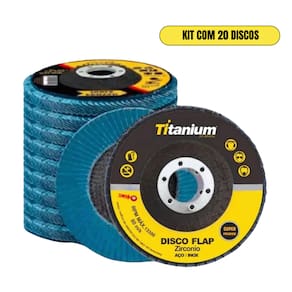 KIt com 20 Discos Flap Zirconio Inox 4.1/2 GR 120 Curvo Titanium - 05449