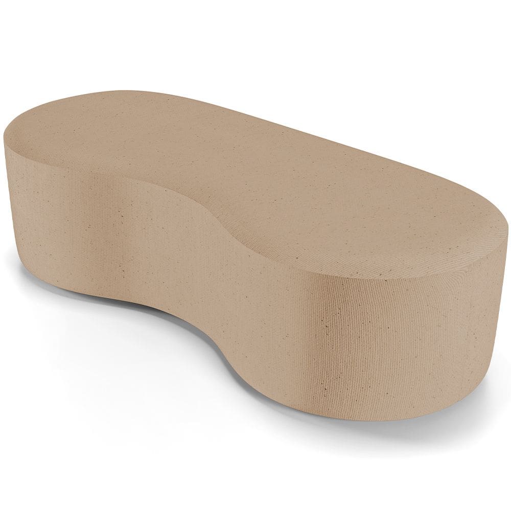 Puff Decorativo Orgânico para Living Quarto 140cm Orbit W01 Linho Bege Escuro - Lyam Decor