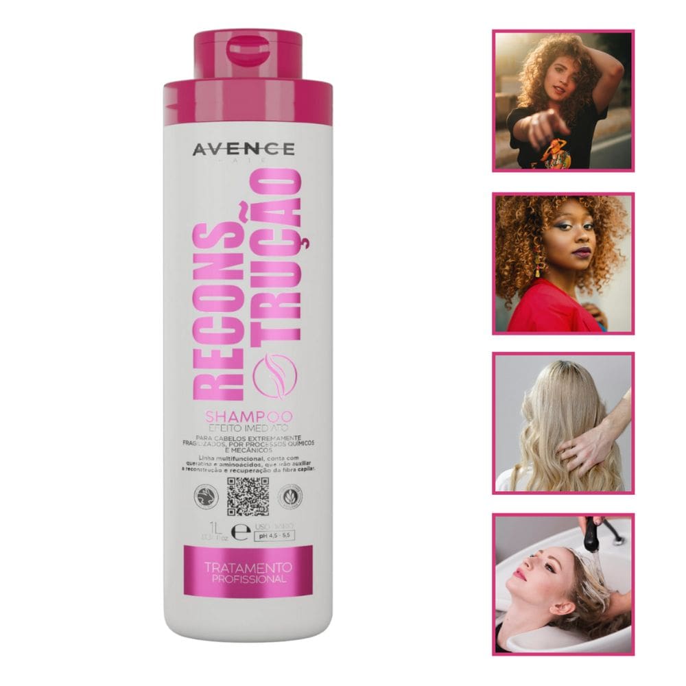 Shampoo Reconstrução 1L Liso SOS Cachos Hidratação Profunda Efeito Profissional Salão em Casa Brilho