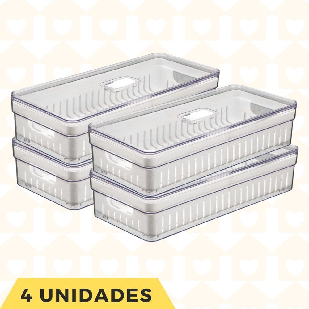 Kit 4 Organizadores Cesta E Tampa Guardar Verduras Frutas
